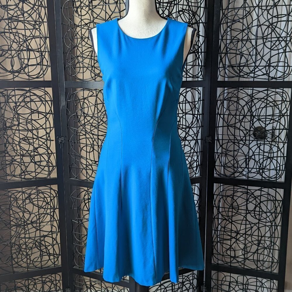 Diane Von Furstenberg Size 6 Citra Blue Lagoon Dress Sleeveless Circle Skirt EUC
